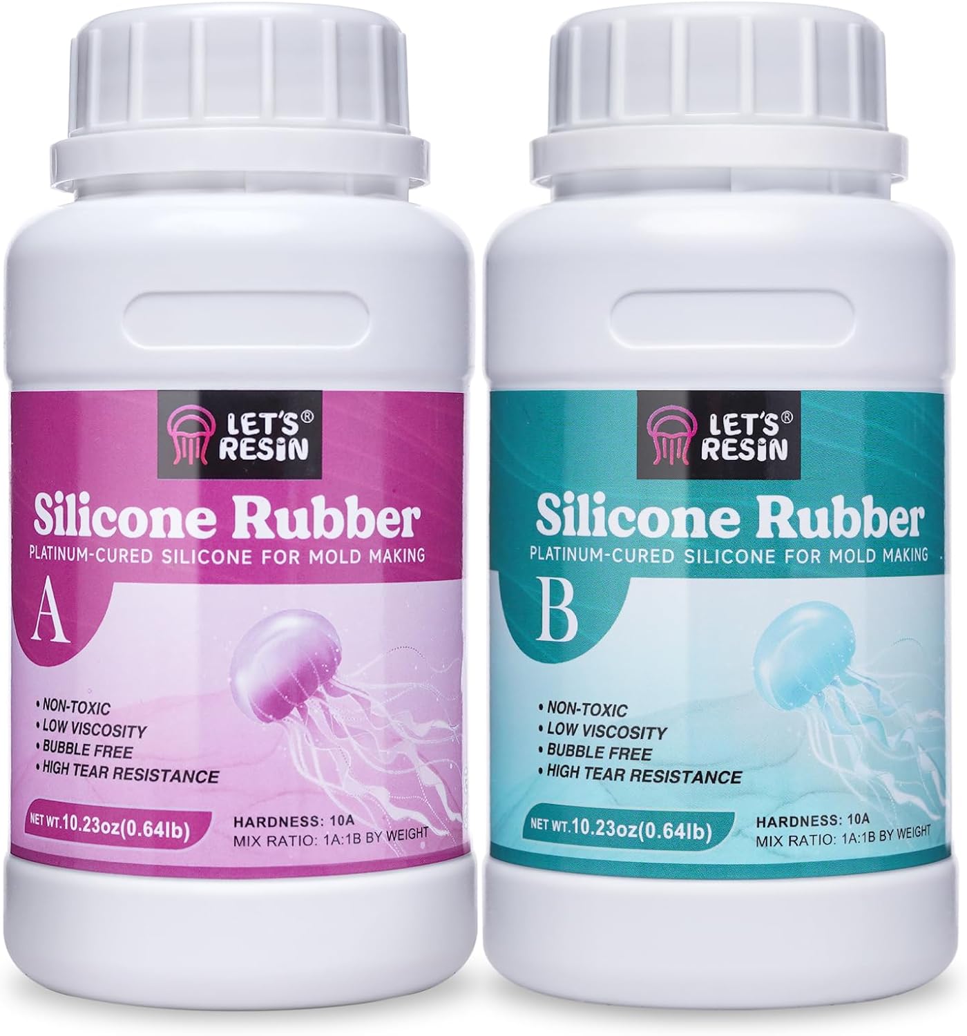 LET'S RESIN Silicone Mold Making Kit 10A,Liquid Silicone Food Grade for Mold Making, Extra Soft & Elastic Silicone Rubber, Ideal for Casting Resin Molds,3D Silicone Molds, Silicone Inlay (20.46oz)