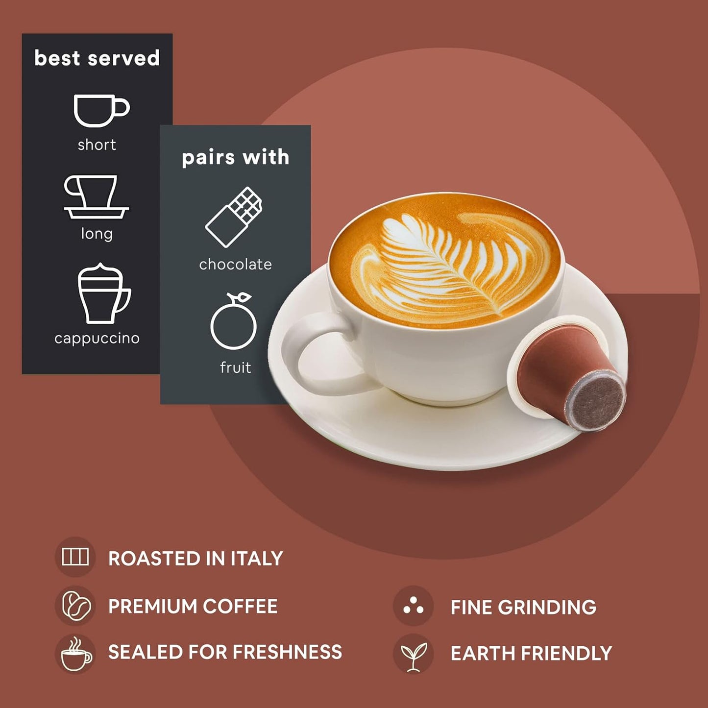 WOKEN COFFEE Compostable Nespresso Pods - Vigoroso Dark Roast Italian Espresso Coffee Capsules Compatible With Nespresso Coffee Machine (100 Pod Count, 10 Boxes)