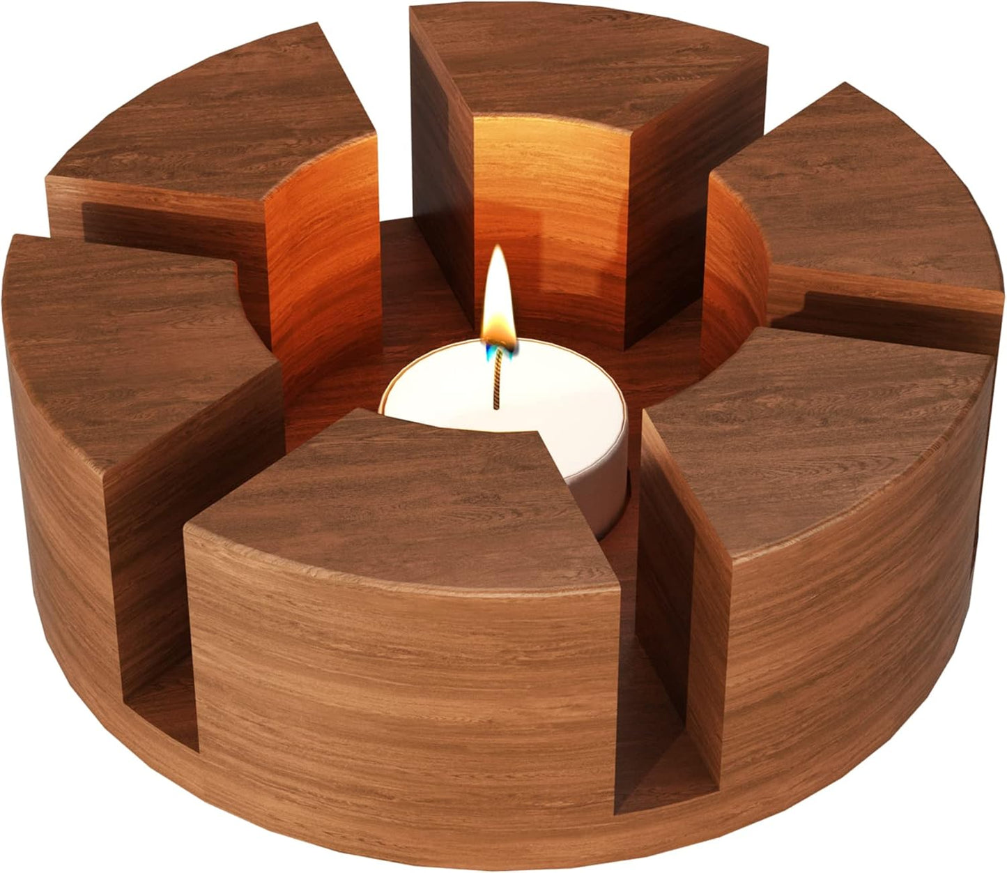 Teapot and Food Warmer - Portable Food Warmer for Camping and Traveling - Buffet Server and Warmer - Candle Food and Teapot Warmer - Acacia, 6.25" (Pattern 1)