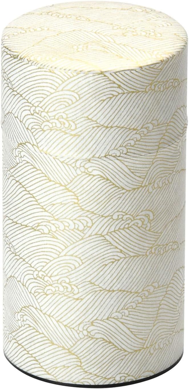 Japanese Pokkan Coffee Spice Tea Tin Canister Washi Paper Storage with Lid 7.05 oz Capacity (Kenran Nami)