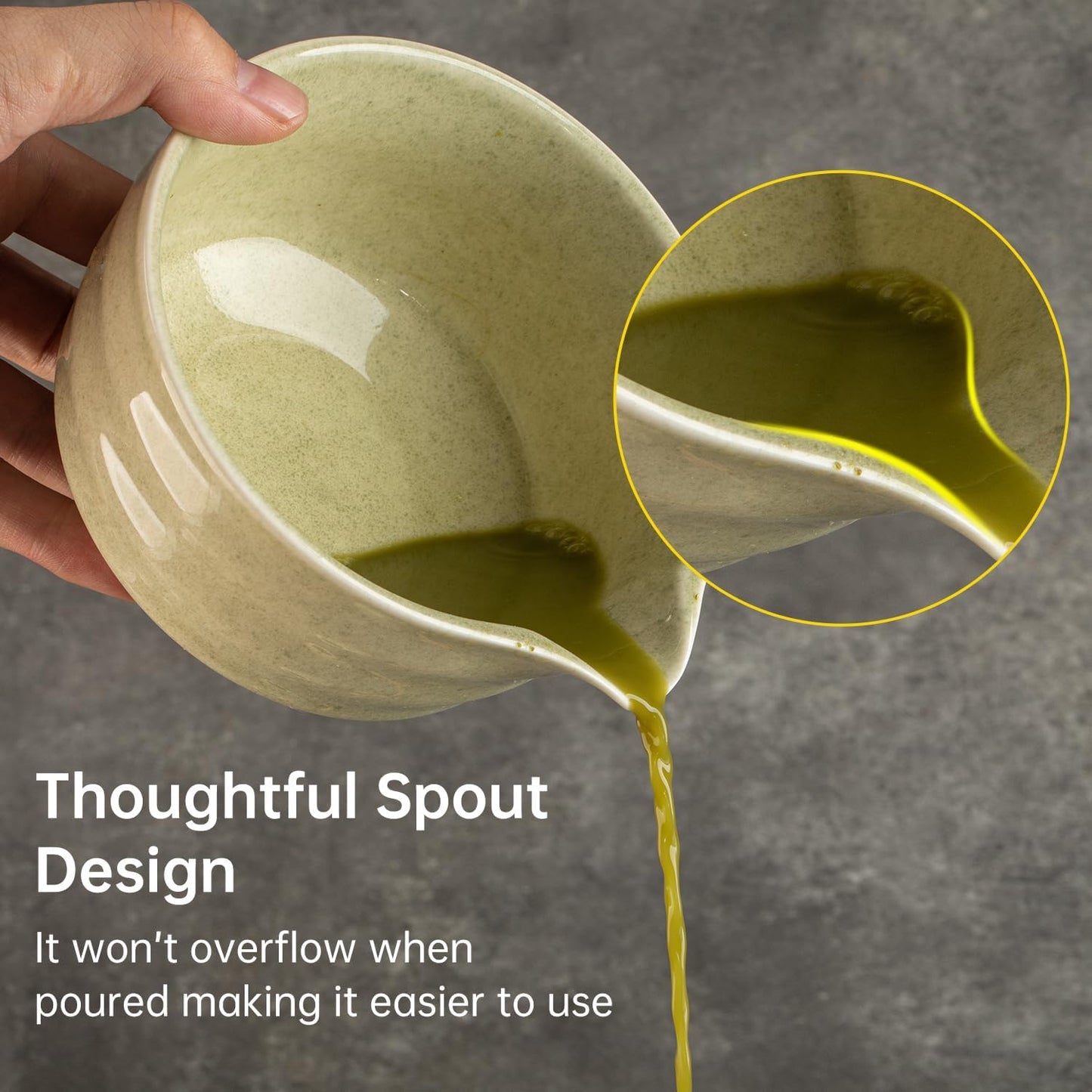 Matcha Whisk Set，Matcha Set includes Match Bowl with Spout and Whisk, Matcha Whisk Stand,Bamboo Matcha Scoop，5 Pcs Complete Ceramic Matcha Kit