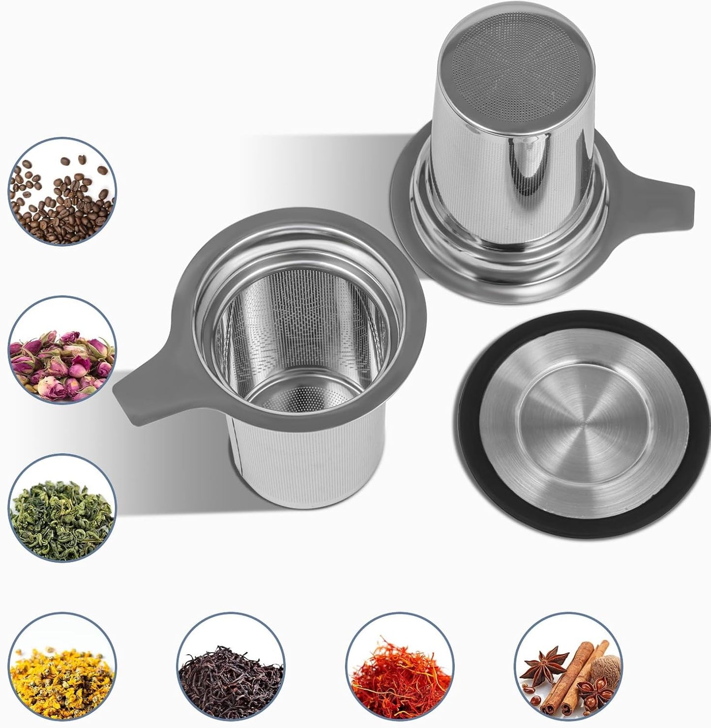 PARACITY Tea Infuser for Loose Leaf Tea, Loose Leaf Tea Infuser with Handles, Tea Strainer Extra Fine 18/8 Stainless Steel, Tea Strainer for Teapots, Mugs, Cups to Steep Loose Leaf Tea（2 Pack)