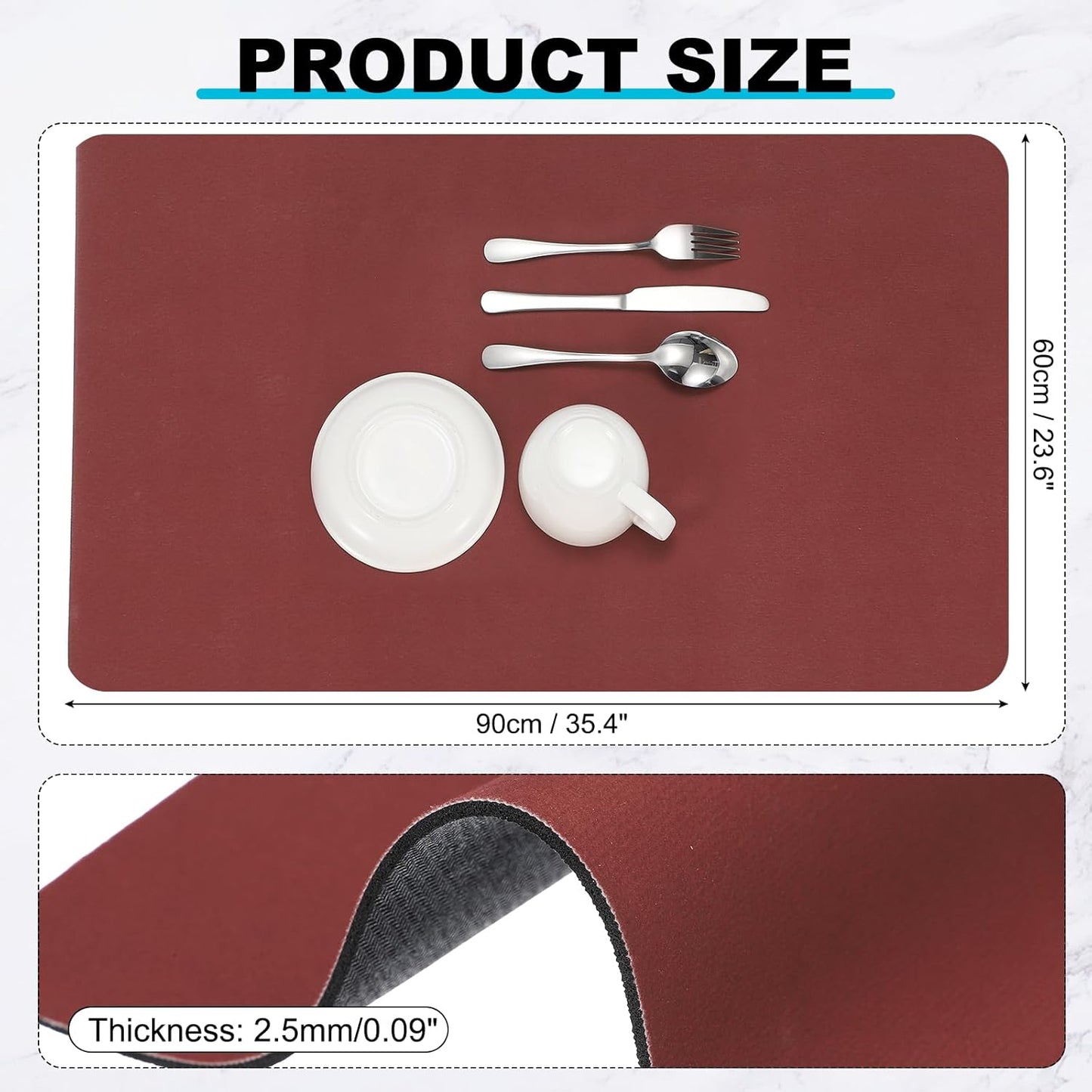 uxcell Silicone Mats for Kitchen Counter, 35.4" x 23.6" Non-Slip Countertop Protector Mat Heat Resistant Coffee Mat Waterproof Table Placemat, Wine Red