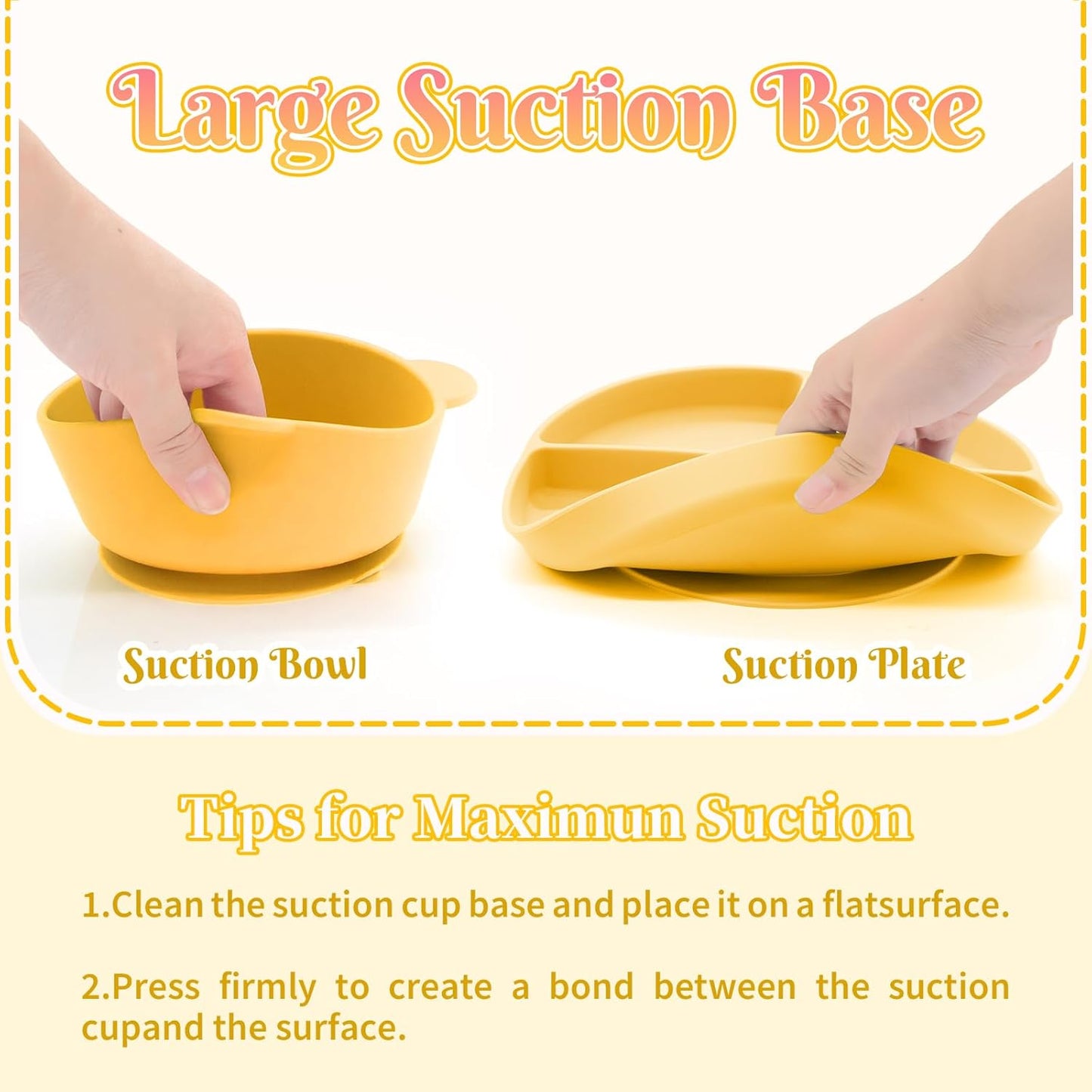 Silicone Baby Feeding Set, 6 Pcs, Baby Led Weaning Supplies, BPA Free, Yellow