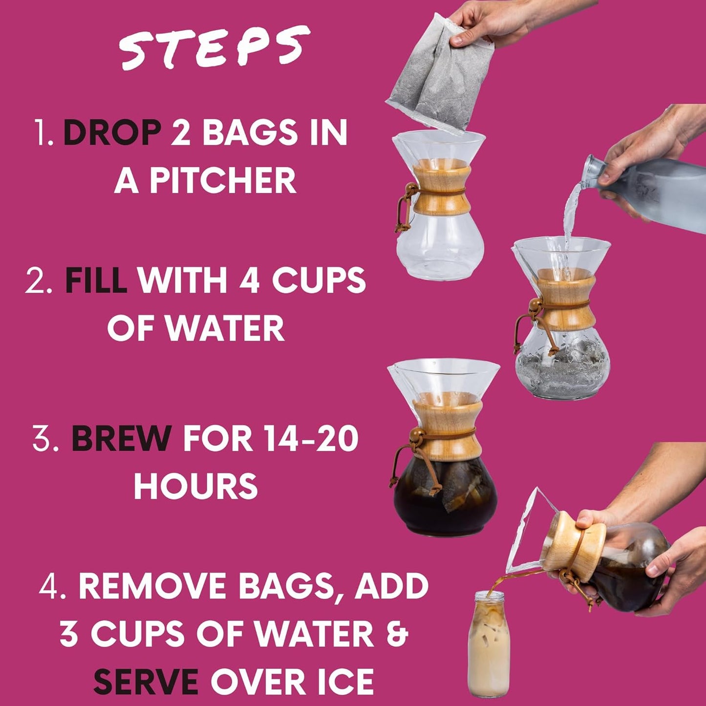 Sarasota Coffee 1905 Cold Brew Coffee Bags | Sweet Cream Jamaican Me Crazy | Blonde-Medium Roast | Smooth & Low Acid | Ground Filter Packs | Cold Brew Kit Makes 14 Cups | Creamy Vanilla & Caramel Notes