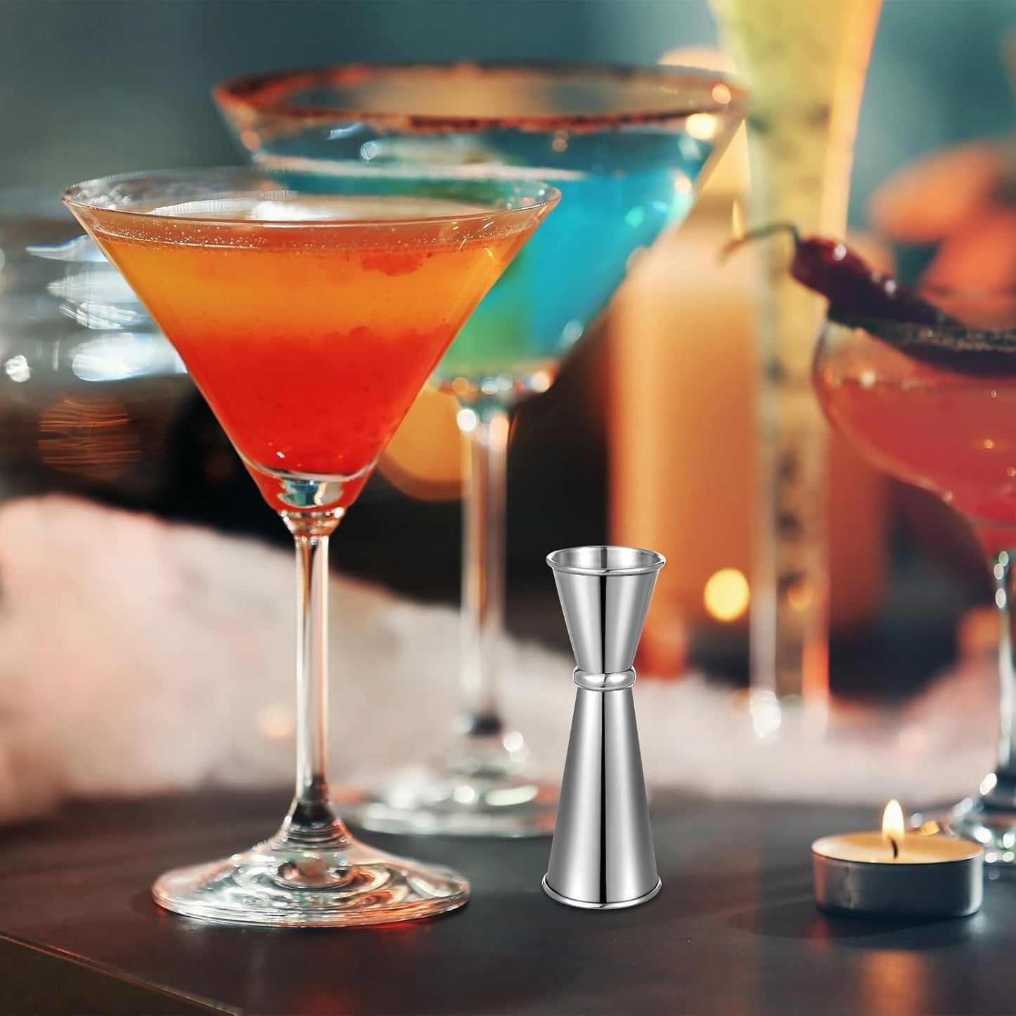 9 Pieces Jigger for Bartending Cocktail Jigger 2 oz 1 oz, 304 Stainless Steel Shot Glass Measuring Cup Shot Measure Jigger Double Jigger for Bartender Bar Supplies