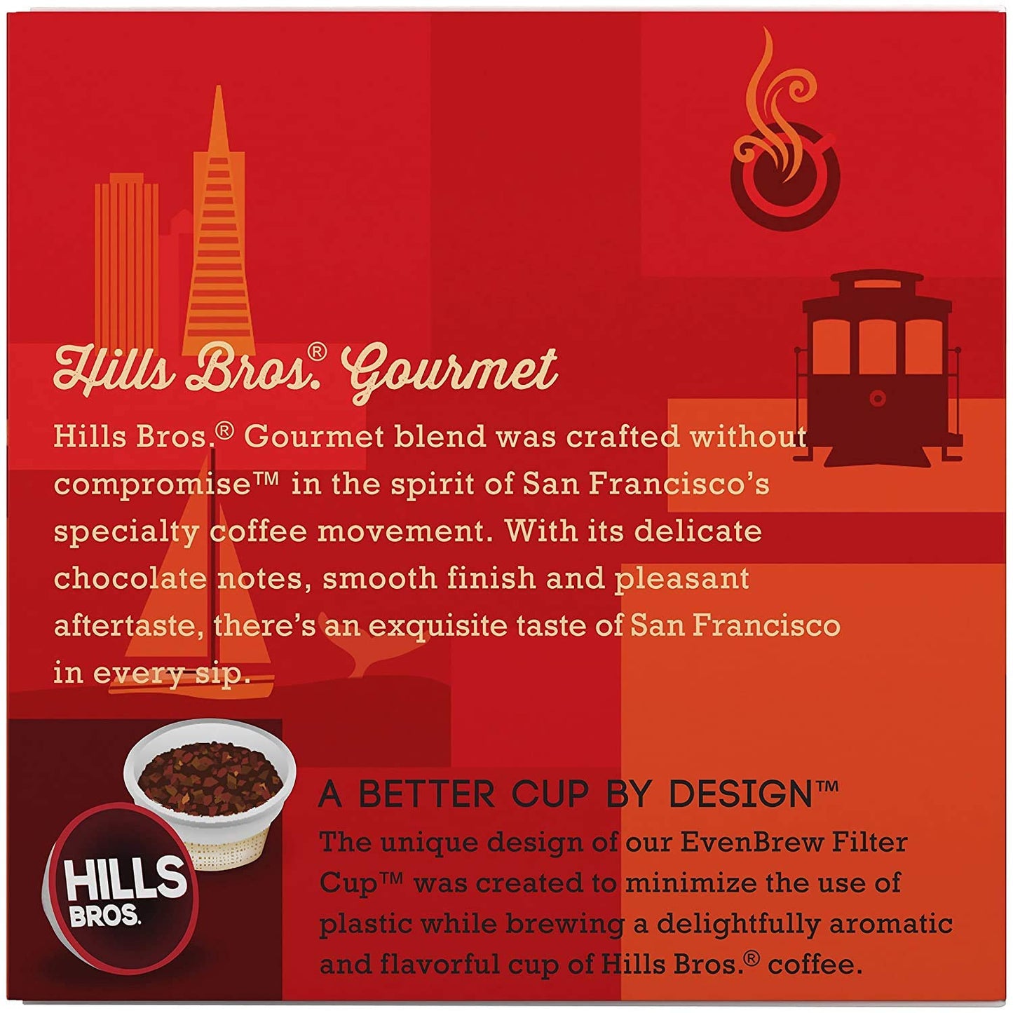 Hills Bros Single Serve Coffee Pods,Gourmet, Medium Roast, 12 Count-Keurig Compatible, Roasted Arabica Coffee, Smooth, Balanced Coffee, Subtle Chocolate Flavor