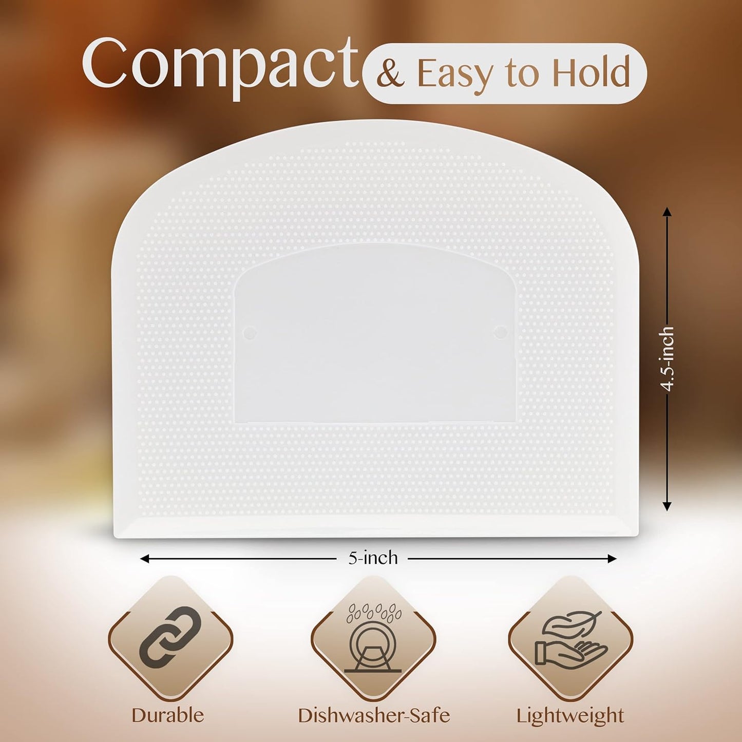 Ram-Pro White And Green Bowl Scraper Flexible Food Safe Plastic Scraper Chopper Multipurpose Good Grip Curved and Flat Edge Pizza and Dough Cutter for Kitchen Pack of 2