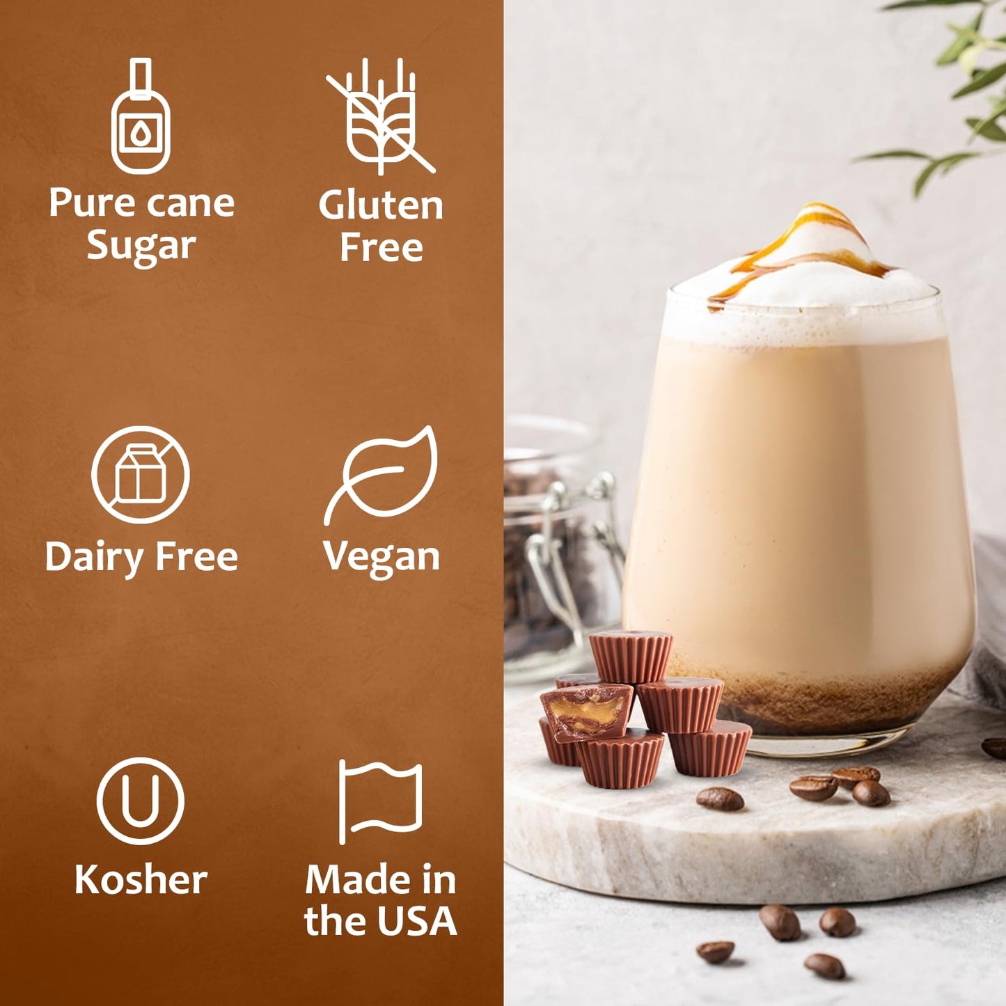 Syruvia Peanut Butter Cup Syrup for Coffee, Sweet Coffee Flavoring, 25.4 fl oz, Kosher, Gluten Free, Perfect for Lattes, Smoothies, Shakes, Drinks, Desserts, and More.