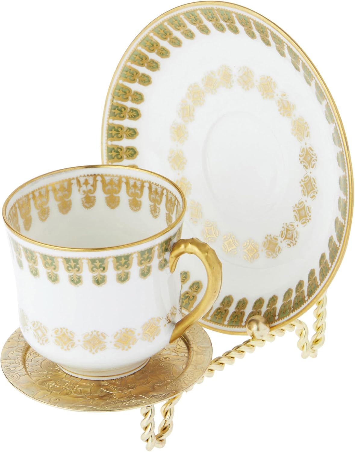 Bard's Ornate Twisted Shiny Gold-toned Cup and Saucer Stand, 3" H x 2.75" W x 4" D, Pack of 6