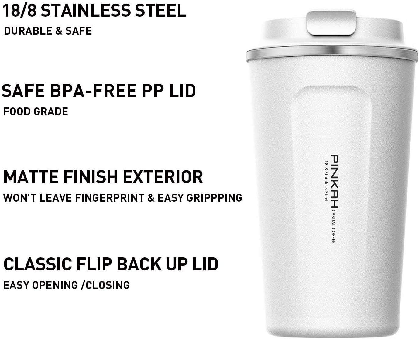 17OZ Vacuum Casual Travel Coffee Mug for Hot/Cold Coffee, Double Walled Stainless Steel Insulated Coffee Tumbler, Thermal Coffee Cup for Home Office