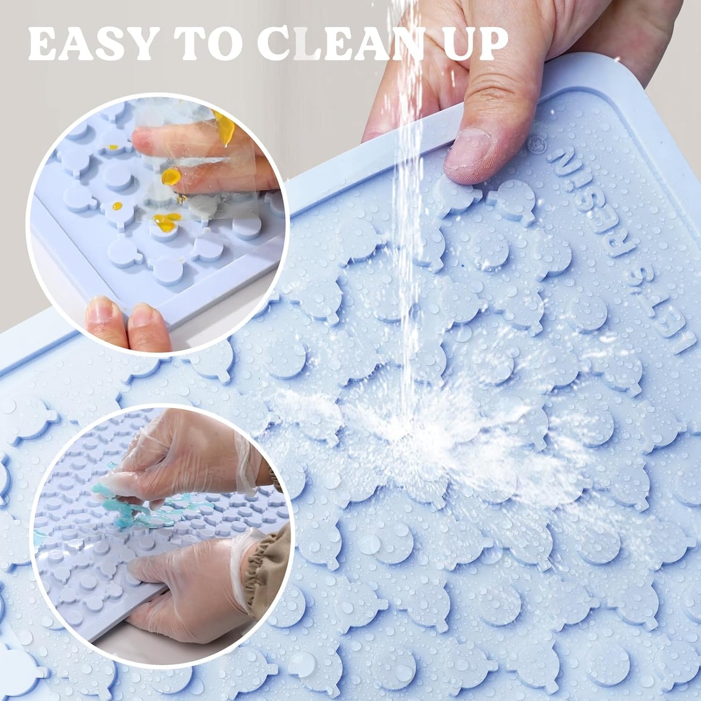 LET'S RESIN Premium Resin Collector Mat, 20" x 14"Large Easy Clean Silicone Mat for Crafts, Epoxy Resin,Placemat(Blue)