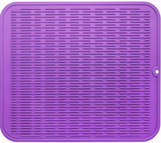 Silicone Dish Drying Mat for Multiple Usage,Easy clean,Eco-friendly,Heat-resistant Silicone Mat for Kitchen Counter or Sink,Refrigerator or Drawer Liner Purple 2XL 24 inches x 18 inches
