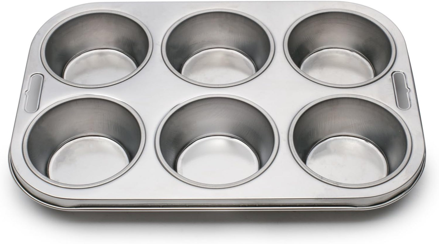 Fox Run 4867 Muffin Pan, 6 Cup, Stainless Steel