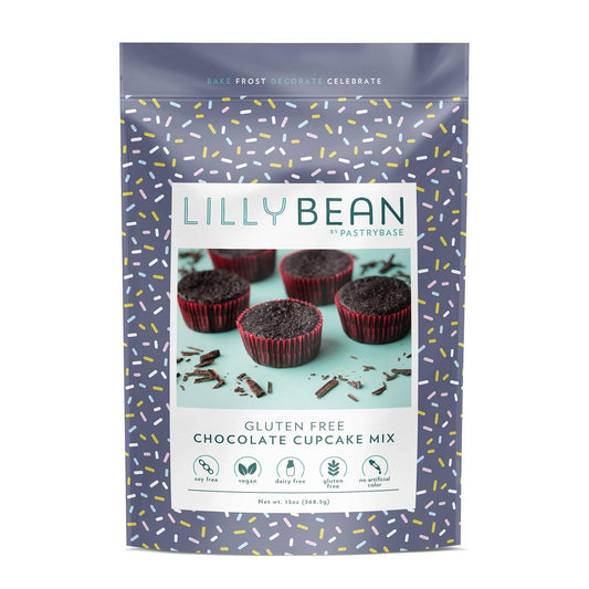 LillyBean Gluten Free Chocolate Cupcake Mix with No Artificial Colors - Dairy and Soy Free, Vegan - Makes Delicious Desserts - Cakes, Donuts, Cake Pops - 13 oz