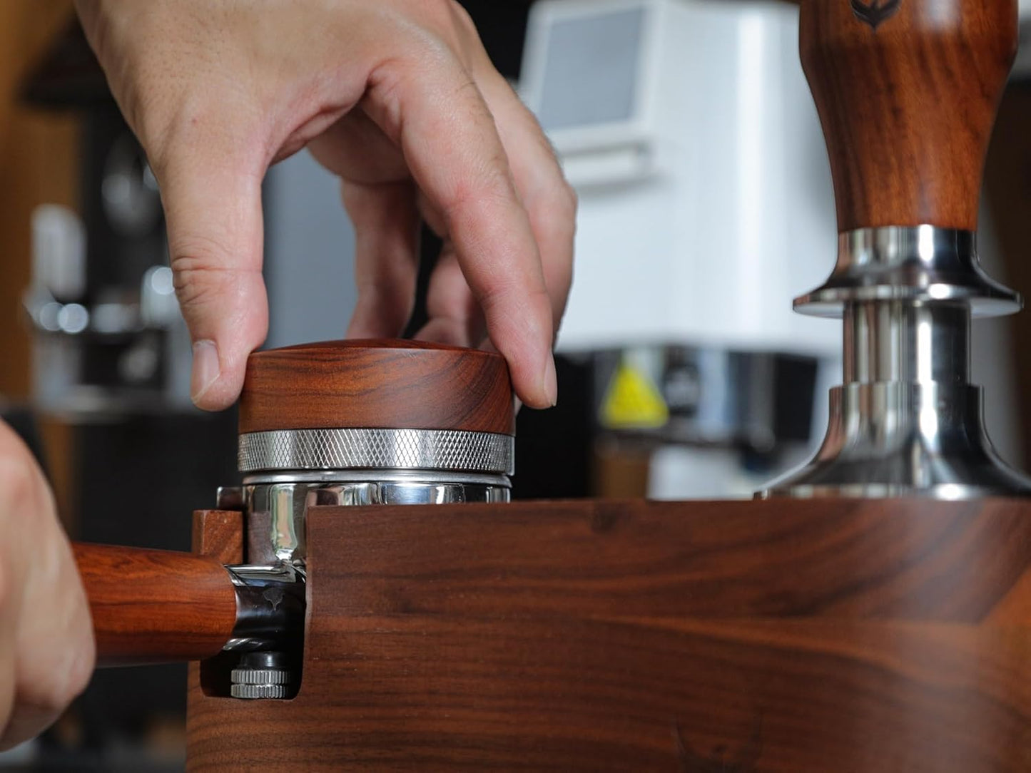 54mm Espresso Distribution Tool Stainless Steel Adjustable Rosewood Coffee Distributor Compatible with Breville Espresso Machine Accessories