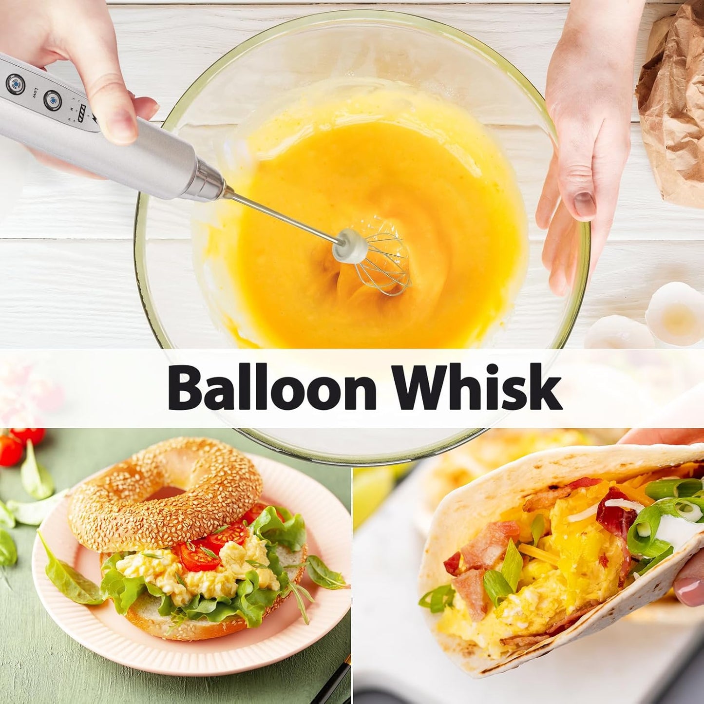 Milk Frother with Stand Rechargeable-Handheld Frother Wand with 3 Stainless Whisks 3 Speed Adjustable, Electric Whisk Drink Mixer, Foam Maker Blender for Matcha Latte Cappuccino Chocolate