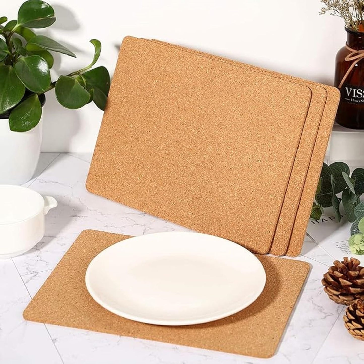 Boao 8 Pack Rectangle Cork Trivets for Hot Dishes 11'' x 8'' x 0.2'' Cork Plant Coasters Placemat Hot Pad Sheet Heat Resistant for Kitchen Countertops Table Pots Pans Restaurant Cafe Wedding Supplies