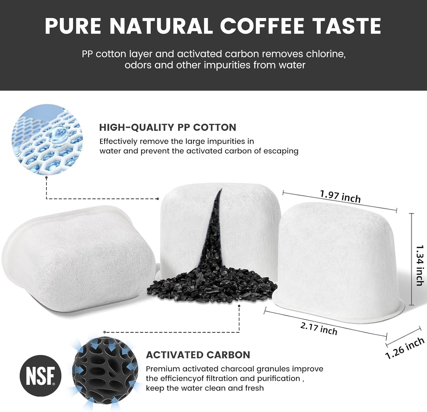 18-Pack Charcoal Water Filters Compatible with Breville BWF100 Machines, Breville Espresso Machine Water Filter Replacements