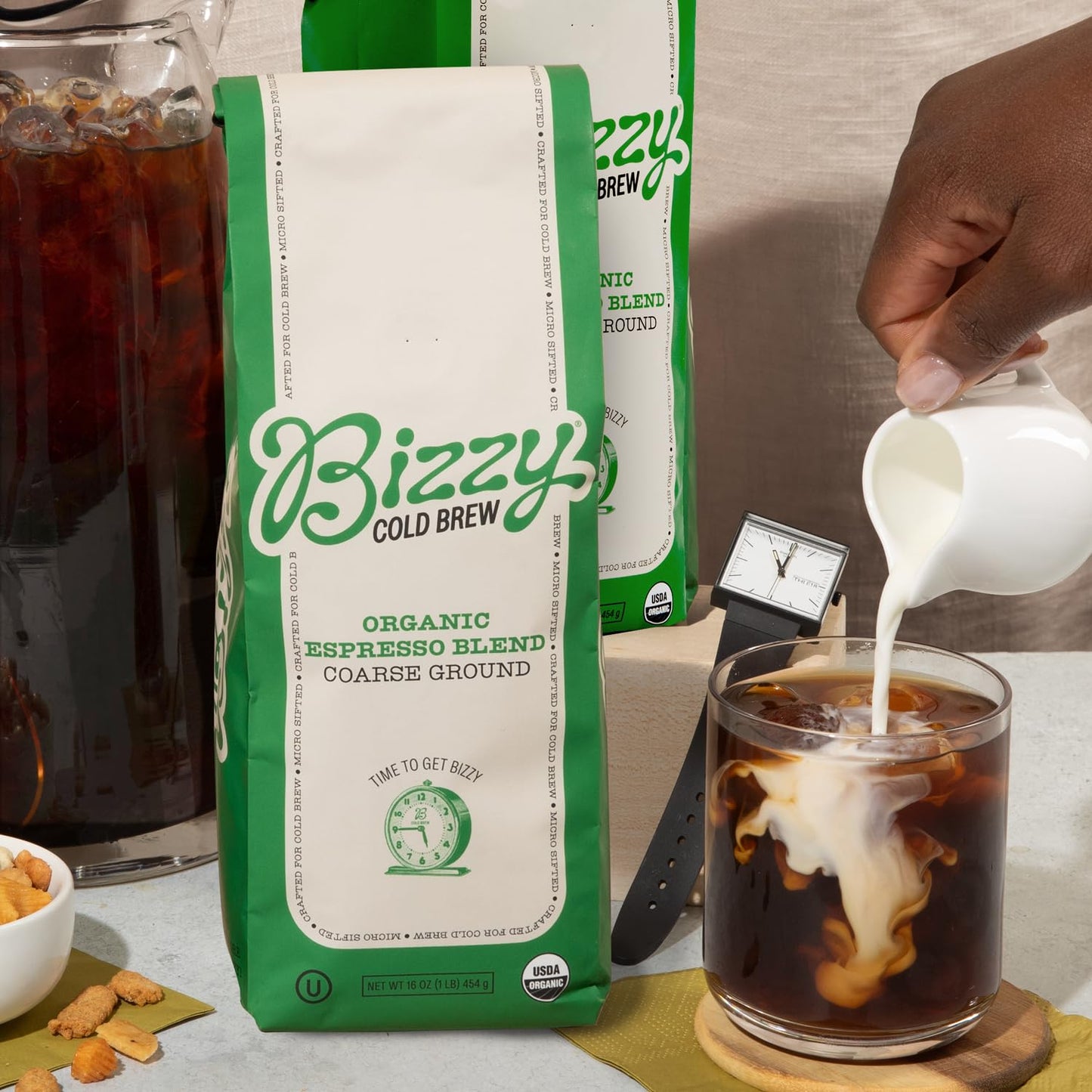 Bizzy Organic Cold Brew Coffee | Espresso Blend | Coarse Ground Coffee | Medium-Dark Roast | Micro Sifted | Specialty Grade | 100% Arabica | 1 LB