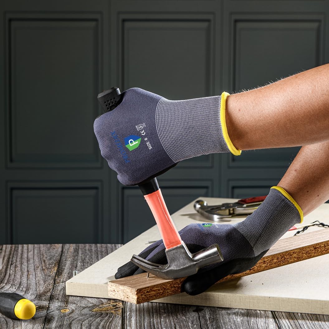 PROMEDIX P Nitrile Coated Work Gloves,MicroFoam Safety Work Gloves Men,Seamless Knit Nylon&spandex Gloves with Grip
