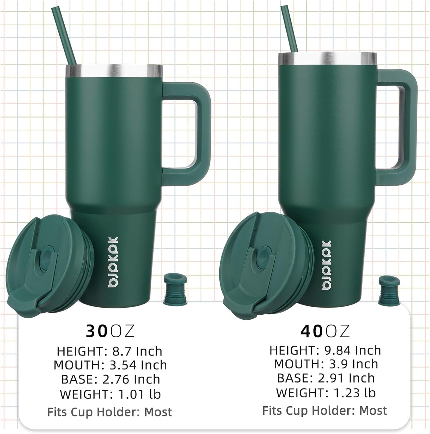 BJPKPK Insulated Tumblers With Handle And Straw 30 oz Stainless Steel Tumbler Cups With Lid,Army Green