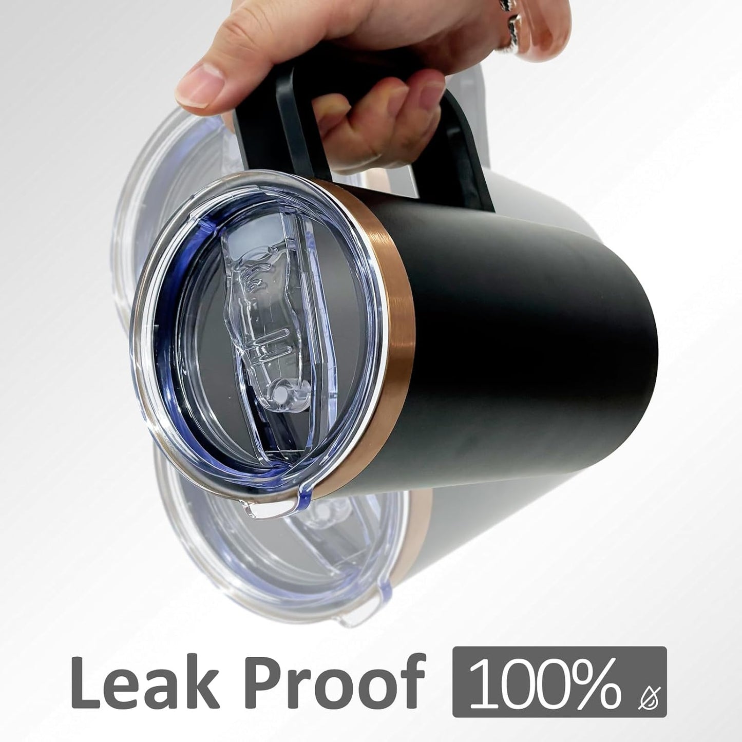 20 oz Insulated Coffee Mug with Lid, Stainless Steel Coffee Tumbler Bulk, Double Wall Vacuum Travel Mug with Handle, Leakproof Powder Coated Coffee Cups for Hot and Cold Drinks (Black,1 pack)