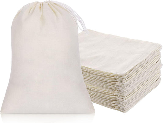 Boao 50 Pcs Cheese Cloth Tea Bags 6 x 8 inch for Straining Reusable Tea Filter Loose Empty Soup Spice Bags for Cooking Cold Brew Coffee Muslin Strainer