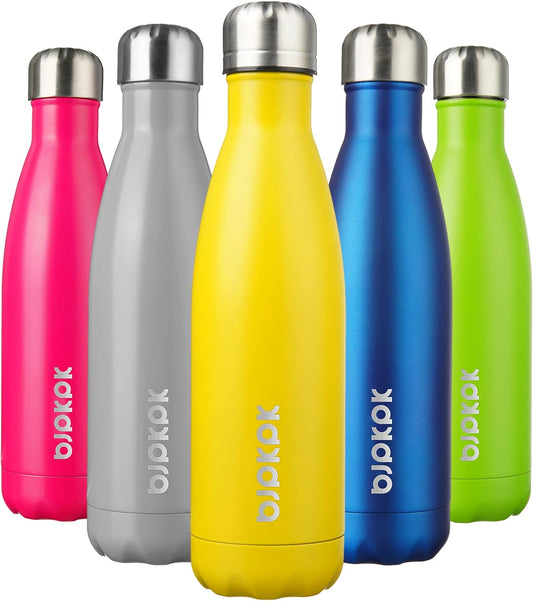 BJPKPK 17oz Insulated Stainless Steel Water Bottles,Sports Water Bottles Keep Cold for 24 Hours and Hot for 12 Hours,BPA Free for Travel,Goldenrod