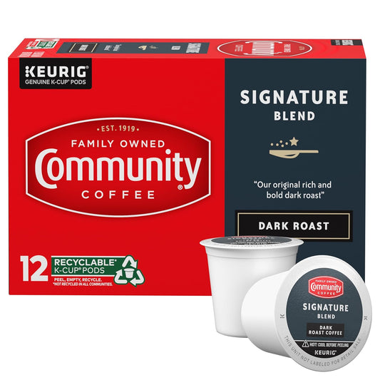Community Coffee Signature Blend, Dark Roast Single-Serve Keurig K-Cup Pods, 12 Count (Pack of 1)