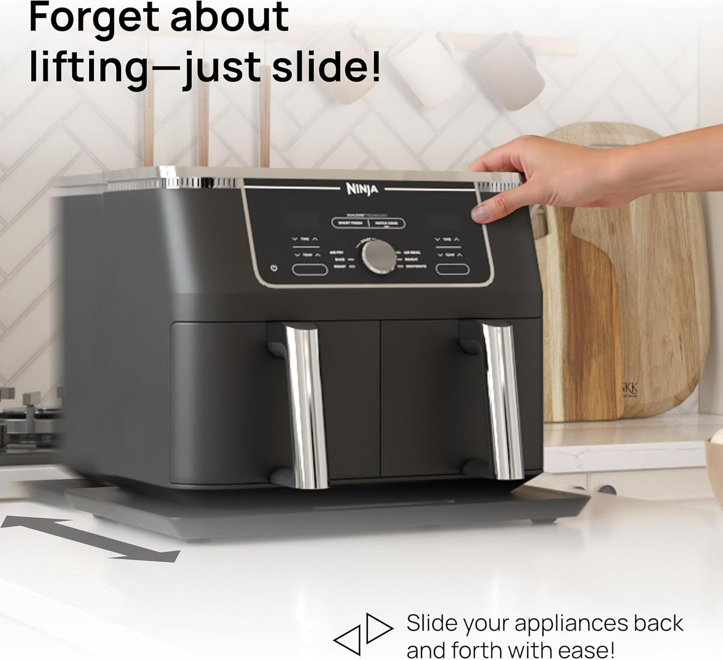 Ibyx Elegant Sliding Tray for Your Coffee Maker & Heavy Kitchen Appliances - Sturdy, Slides Easily from Under The Cabinet (Black, 16" W x 13" D)