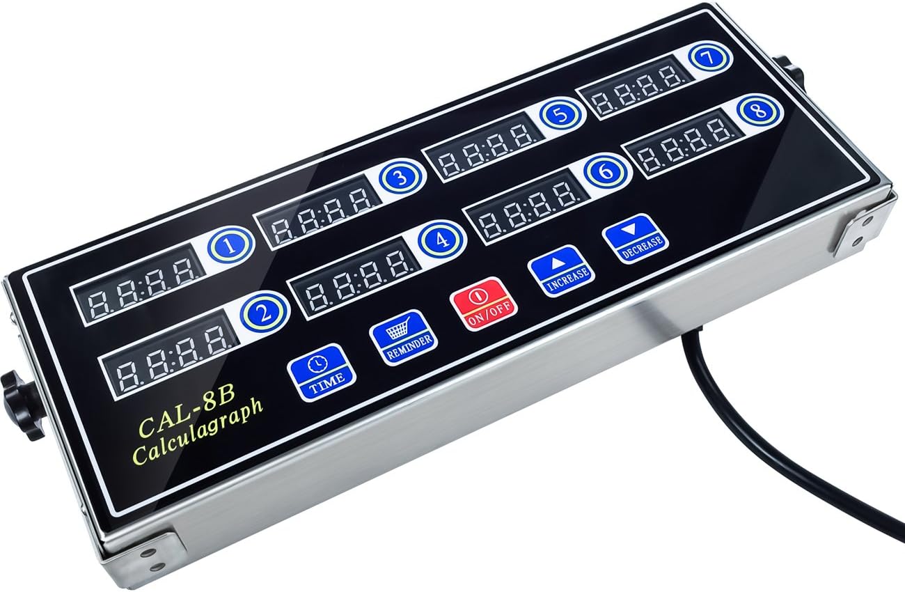 Commercial 8 Channel Kitchen Timer Digital Restaurant Timers Professional Loud Alarm Cooking Reminder for Food Truck Fryer Bakery Pizza Coffee Heavy Duty