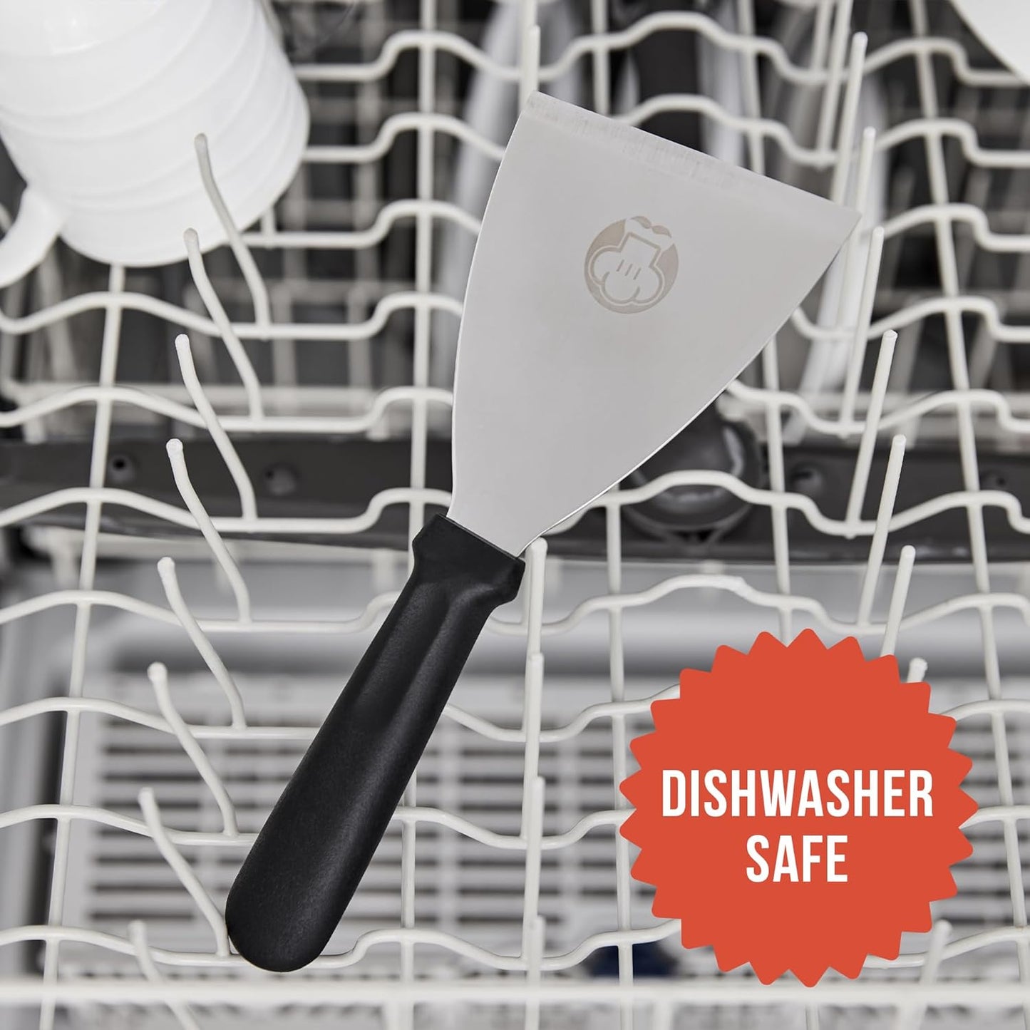 Chef Pomodoro Pizza Dough Scraper Tool 4" (10 cm), Bench Scraper with Handle, Stainless Steel Bench Knife and Metal Chopper for Kitchen, Bread Spatula, Pastry Tool for Food and Baking