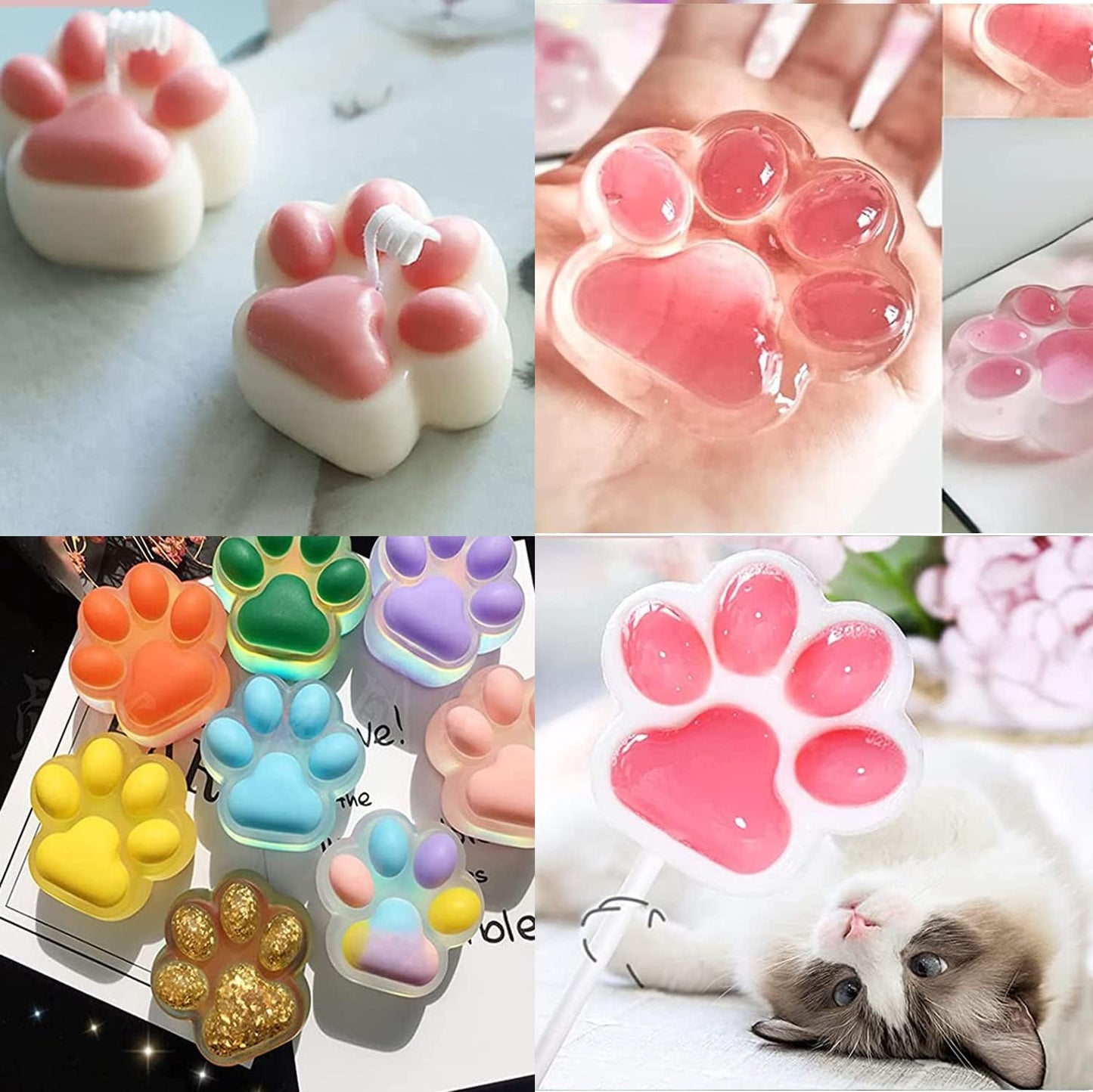 2 in 1 Puppy Dog Paw and Bone Silicone Molds,SAGOOITS Non-Stick Food Grade Silicone Molds for Chocolate, Candy, Jelly, Ice Cube, Dog （Set of 6 PCS)