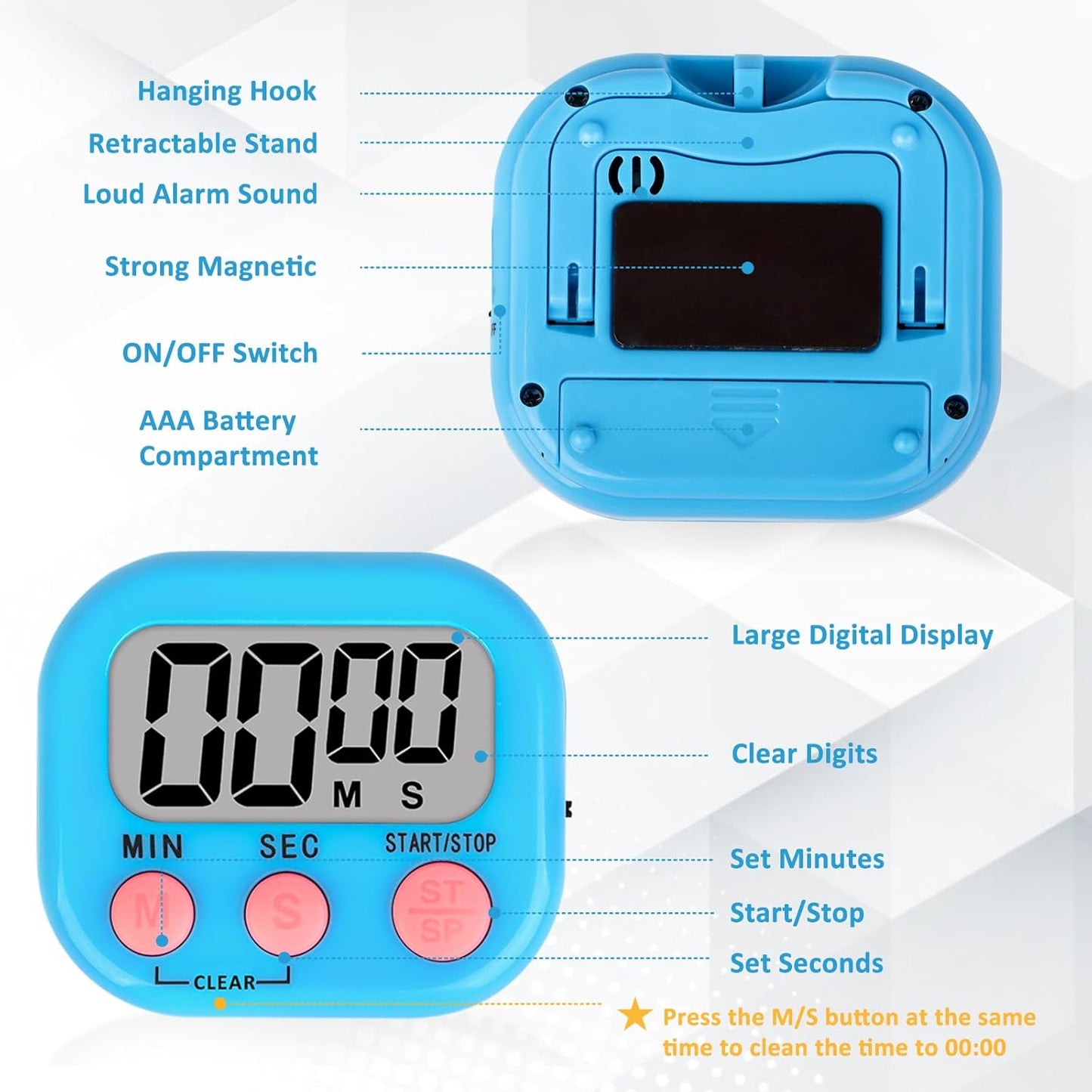 ZILLEEN Classroom Timer for Kids Teachers Digital Timers, Blue Green 6 Pack