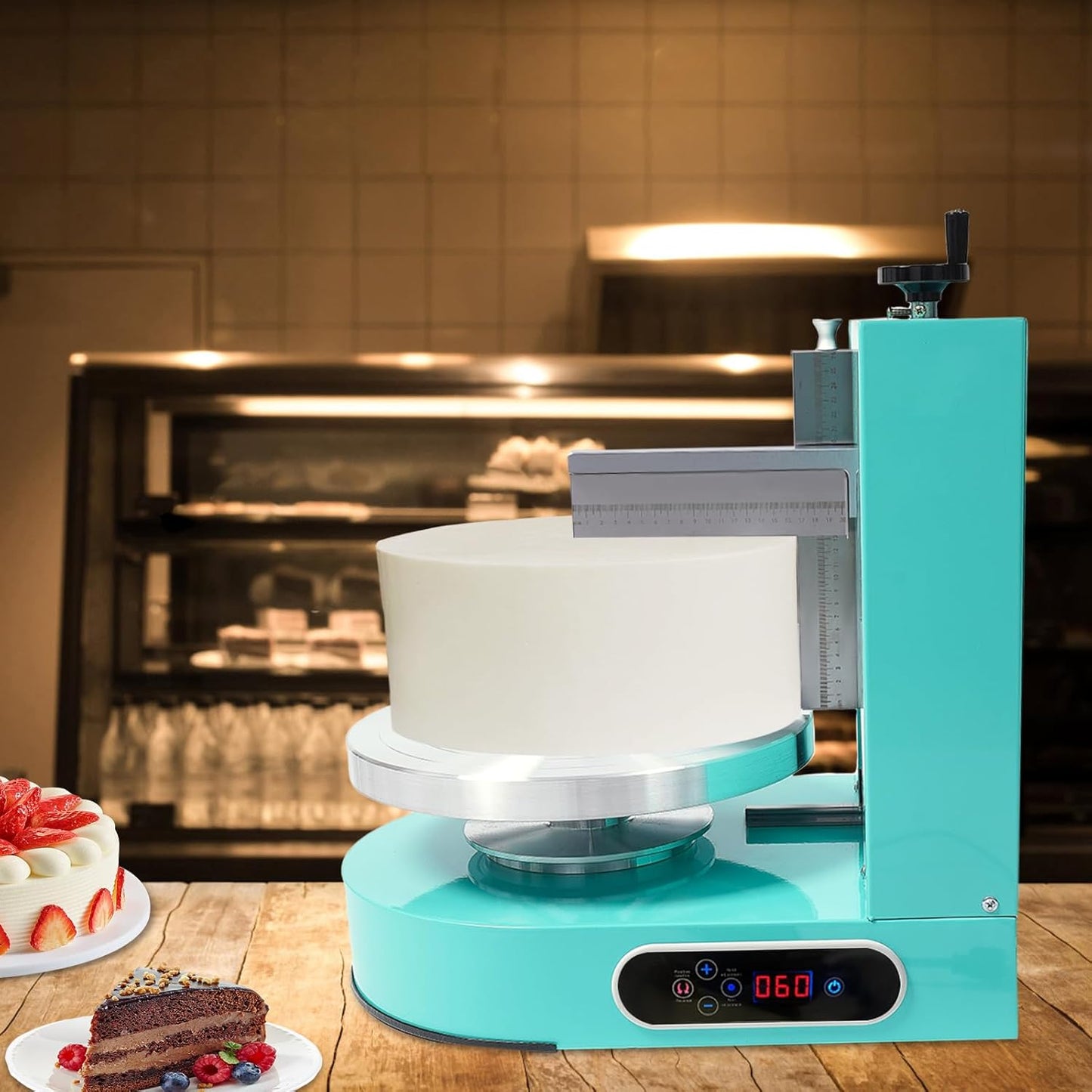 Cake Decorating Coating Machine Automatic Cake Cream Spreading Coating Filling Machine Birthday Cake Cream Smoother Bread Cream Spreading Machine Suitable for 4-12 In Round Cake (Green)