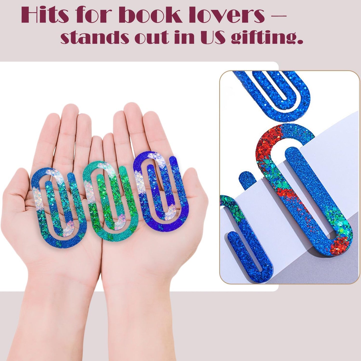 9-in-1 Christmas Resin Bookmark Mold Set - Reindeer/Snowflake/Tree/Heart/Star Silicone Molds for Epoxy Paperclips & Standard Bookmarks, Holiday Gift Crafts,DIY Supplies, Book Lovers Gift