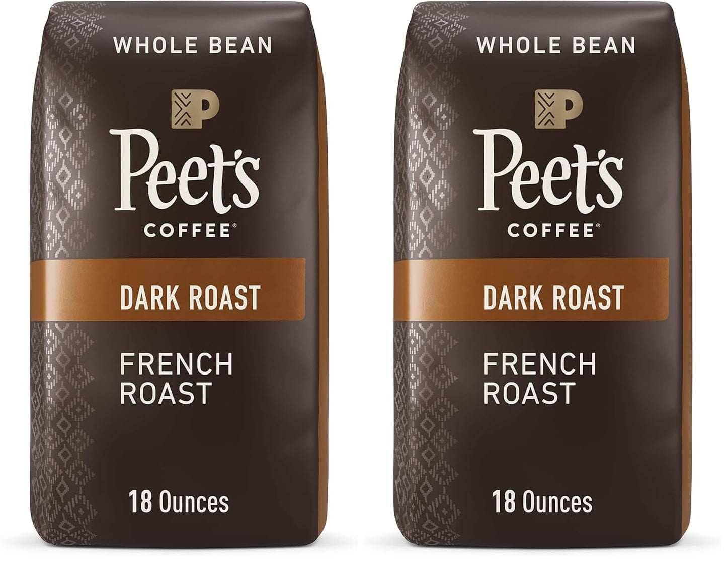 Peet's Coffee, Dark Roast Whole Bean Coffee - French Roast 36 Ounces (2 Bags of 18 Ounces)