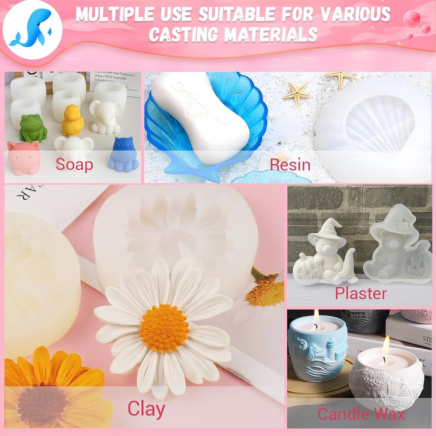 JHKL RESIN Silicone Mold Making Kit,64OZ Platinum Liquid Silicone Rubber for Mold Maker,15A Molds,Mix Ratio 1:1 Rubber Mold Making Kit, Ideal for Casting 3D Resin Molds