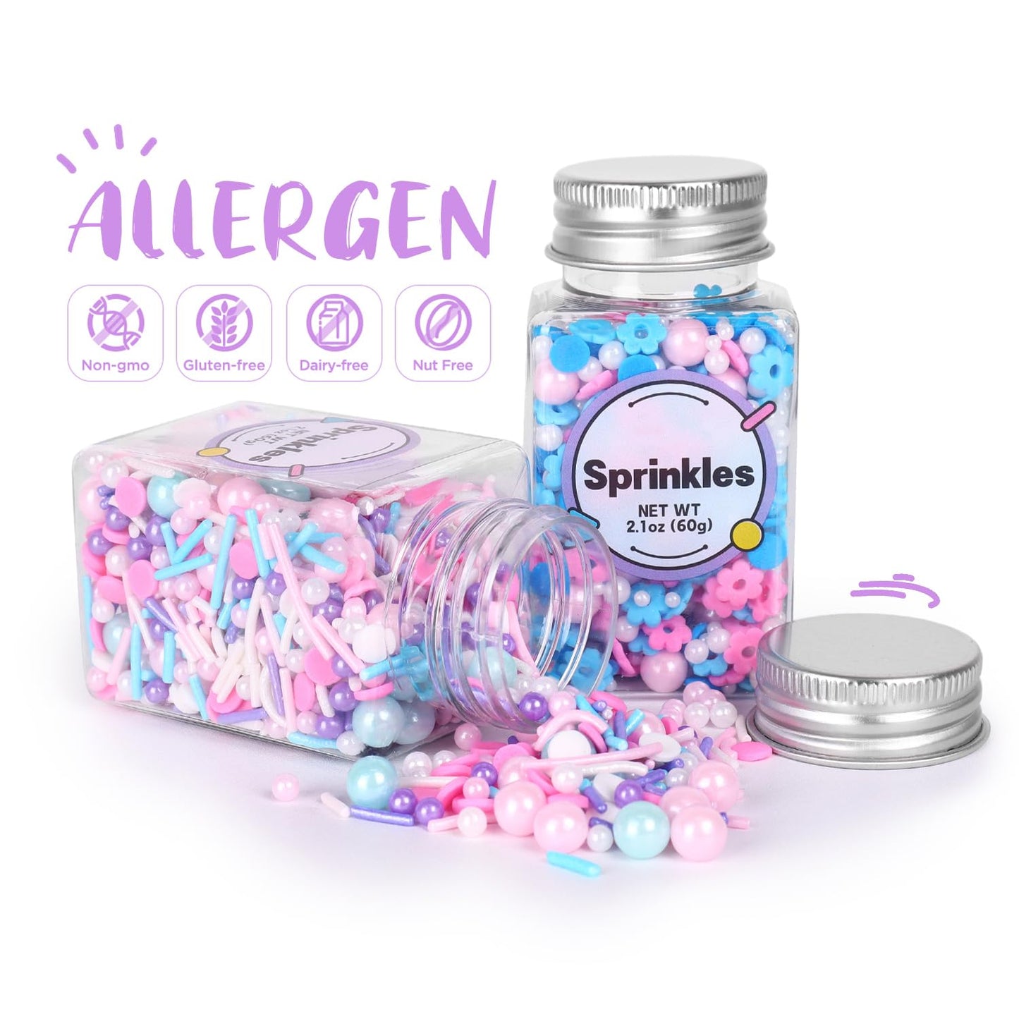 Edible Pink Sprinkles for Cake Decoration, Flower Sprinkles, Pearl Sprinkle, Pink Confetti Sprinkles for Valentines Cake Decoration, Cupcake, Ice Cream, Macaron(120g/4.23oz)