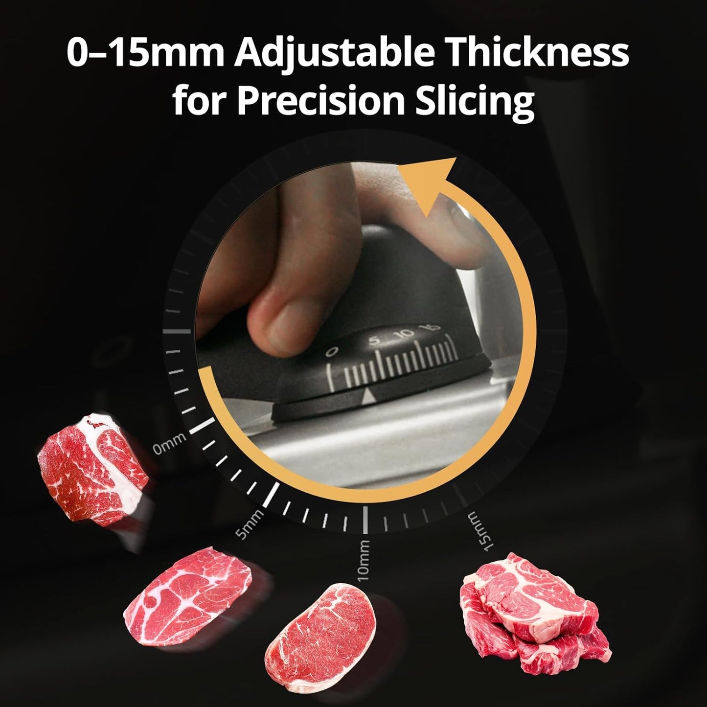 Powerful Deli Meat Slicer Machine, 200W Electric Food Slicer with 3 Types of 7.5" Stainless Steel Blades, Adjustable Thickness 0–15mm, for Meat, Cheese, Bread, Vegetables, Home Use