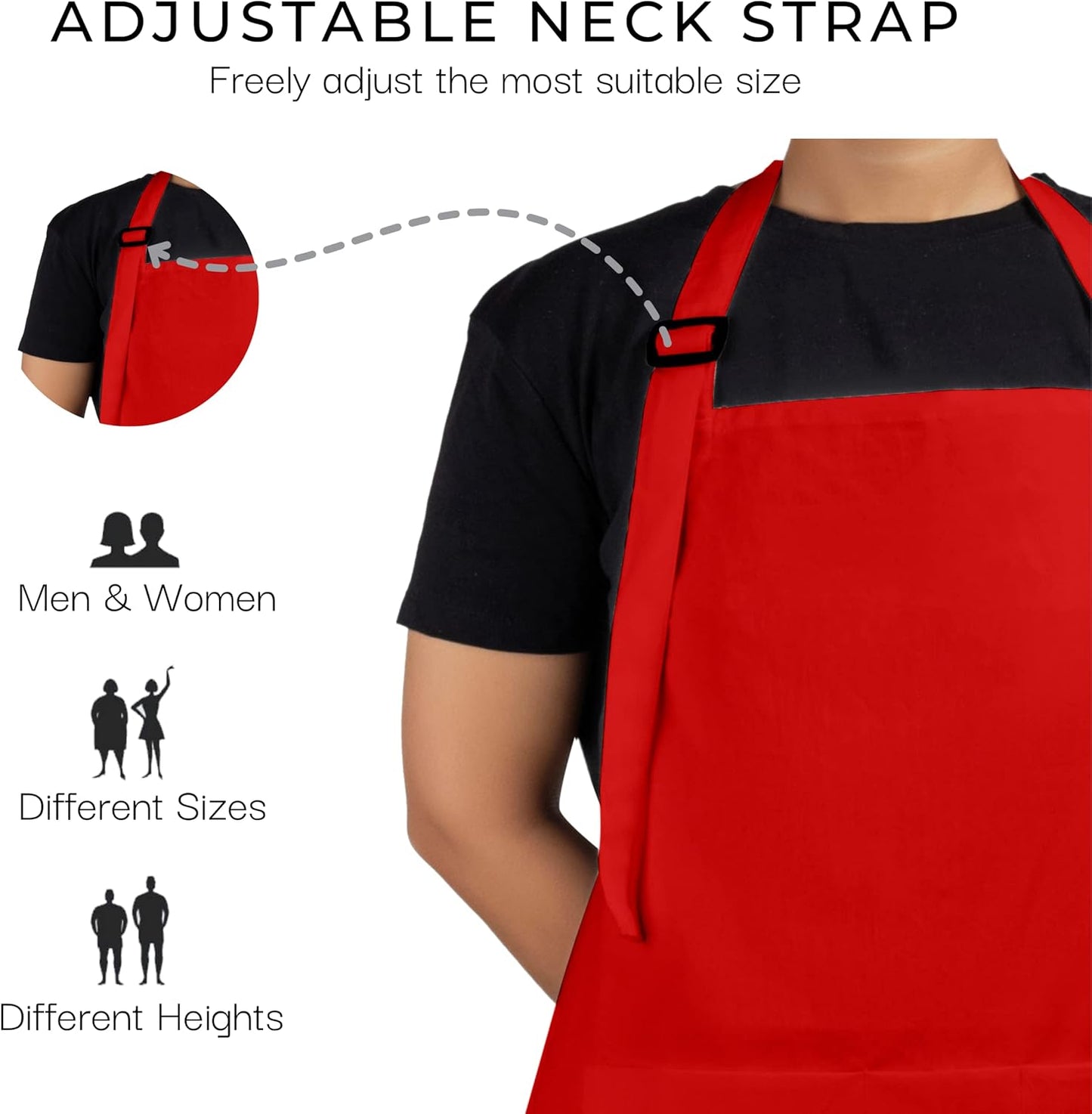 RAJRANG 100% Cotton Cooking Apron with 3 Pockets Kitchen Chef BBQ Adjustable Bib Aprons for Women Men