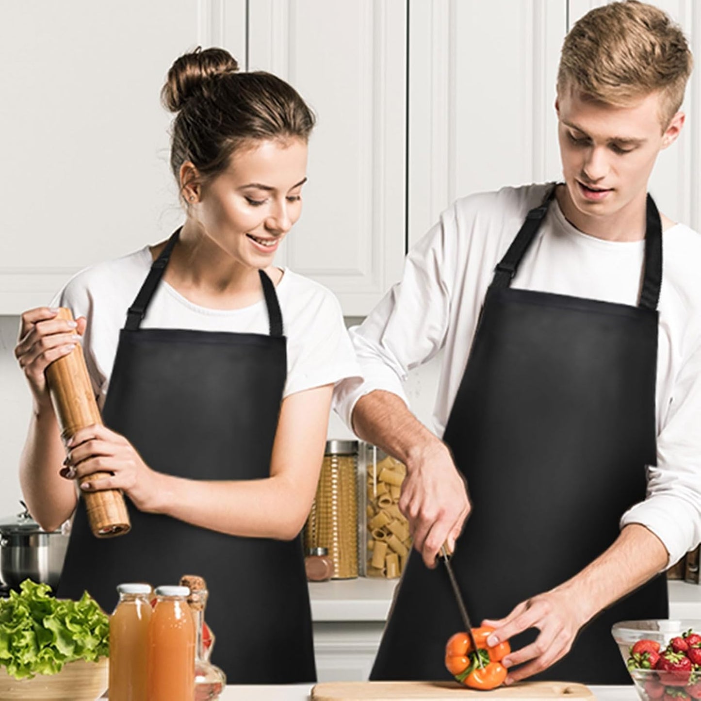 8 Pack Waterproof Rubber Vinyl Apron 40 Inch Chef Aprons for Men Heavy Duty Chemical Work Apron Extra Long Grilling Aprons with Adjustable Bib Apron for Dishwashing Lab Butcher Cooking Kitchen Black