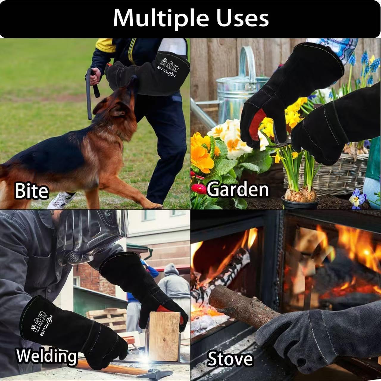 Long Welding Gloves 23.6 Inches 932℉,Heat/Fire Resistant Leather For Mig, Tig, Stick, Forge, BBQ, Grill, Fireplace