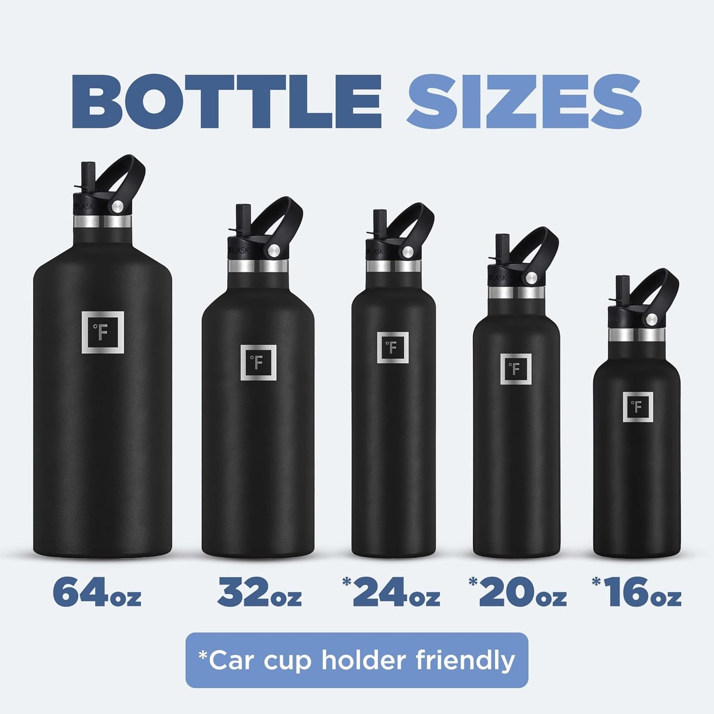 IRON °FLASK Camping & Hiking Hydration Canteens - 3 Lids (Narrow Straw Lid) Leak Proof Vacuum Insulated Stainless Steel - Hot & Cold Double Walled Sports Water Bottle - Elemental Gray, 32 Oz