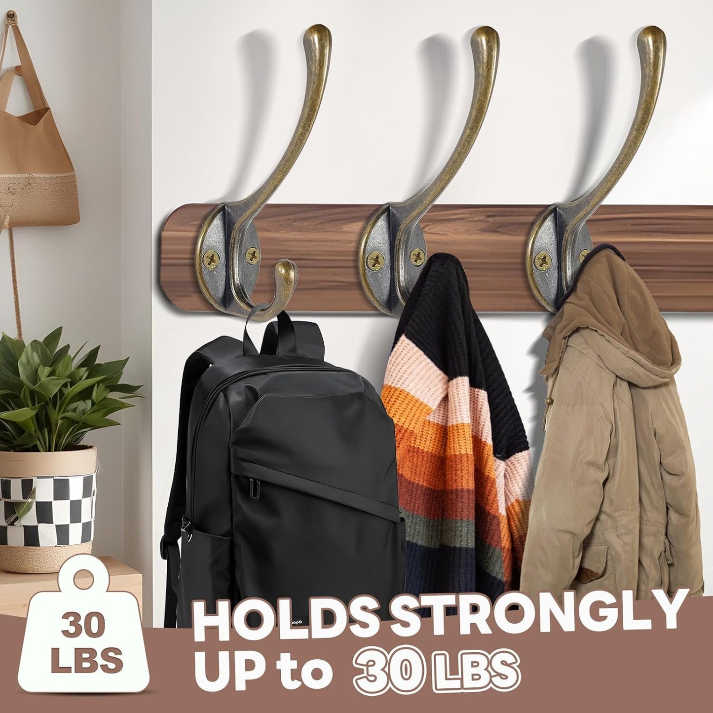 Wall Hooks for Hanging, 25-Pack Heavy Duty Metal Coat Hooks, for Living Room, Bathroom, Kitchen, Bedroom for Towel, Hat, Key, Closet, Bag (Bronze)