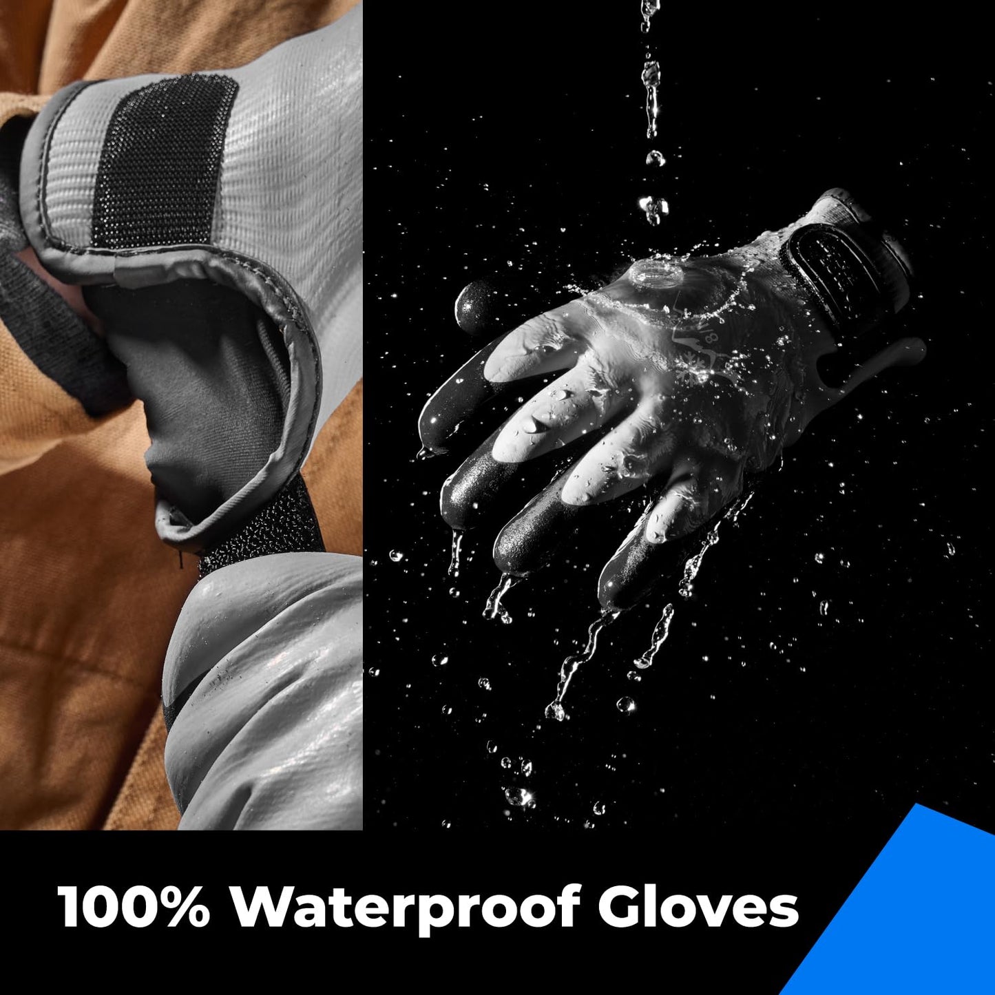 toolant 100% Waterproof Gloves Bulk Pack, 3 Pairs, Winter Work Gloves for Extreme Cold, Touchsreen, Warm Gloves for Freezer, Fishing and Gardening, With Grip, Grey, X-Large