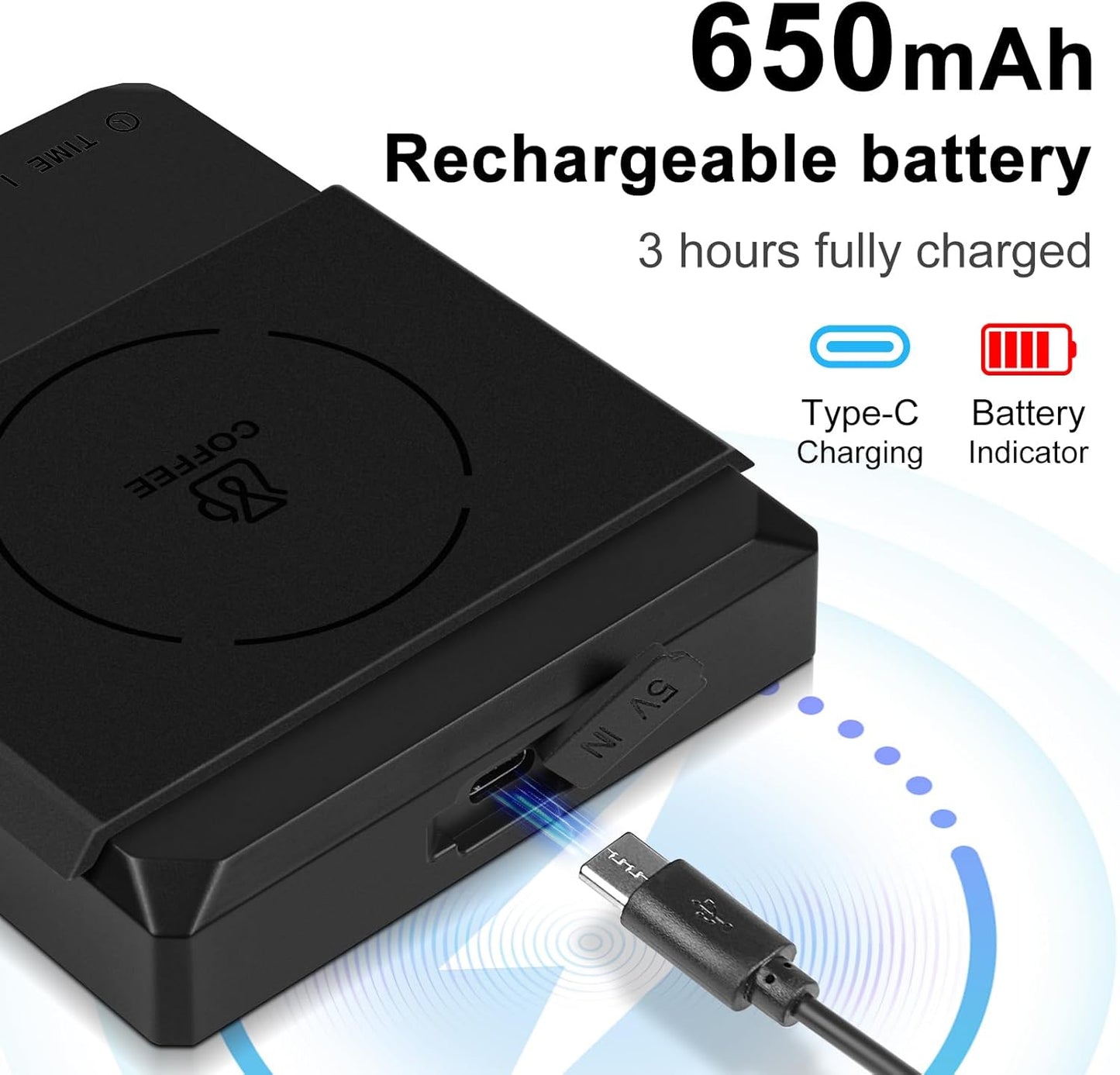 Fuzion Mini Coffee Scale with Timer - Espresso Scale Rechargeable 2kg x 0.1g Accuracy, 3-Mode Timer, LED Display, Digital Coffee Scale for Pour-Over, Espresso, Kitchen Use