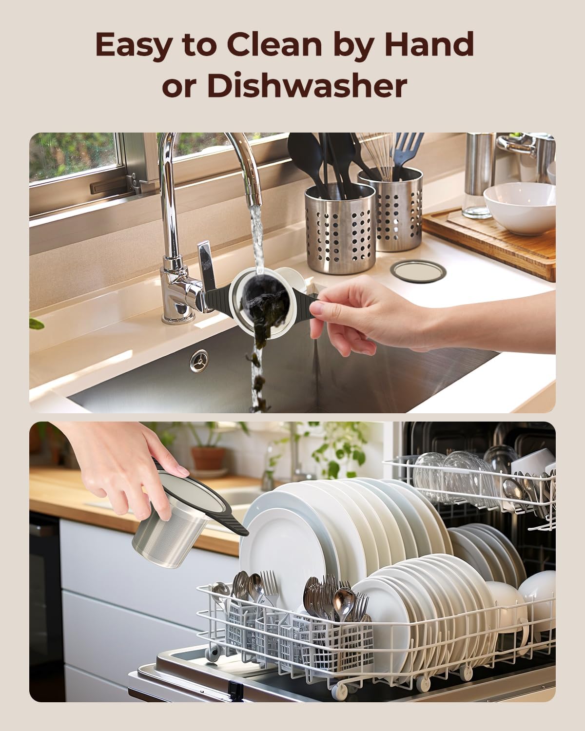 Reinmoson Large Tea Strainers & Filters for Loose Tea Single Cup, 304 Stainless Steel and Food Grade Silicone Extra Fine Mesh Tea Infusers for Loose Tea