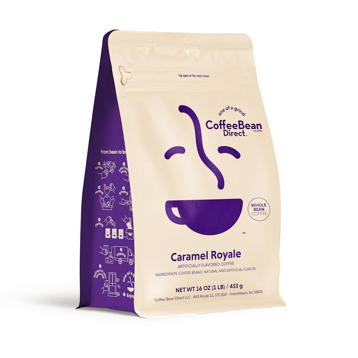 Coffee Bean Direct Caramel Royale Flavored, Whole Bean Coffee, 1 Pound Bag (Pack of 1)